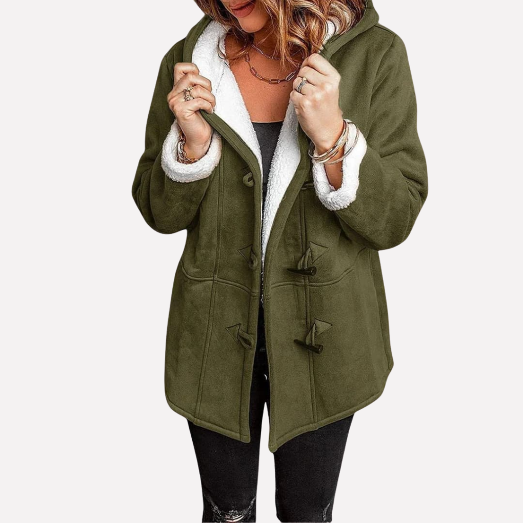 Giacca da donna con cappuccio e chiusura a toggle