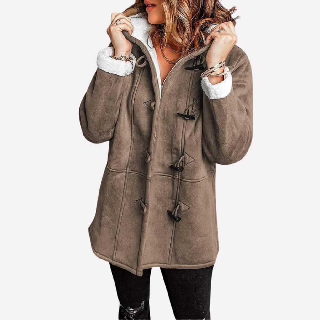 Giacca da donna con cappuccio e chiusura a toggle