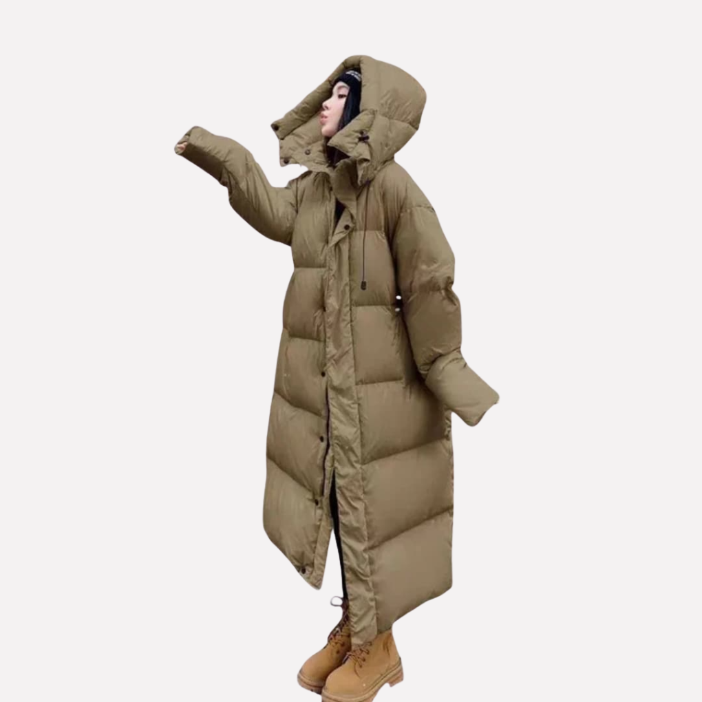 Long Padded Jacket for Women with Hood