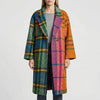 Cappotto lungo a quadri colorblock