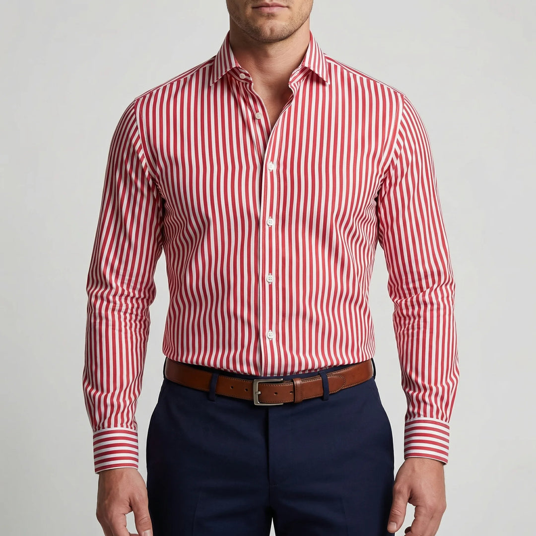 Claddurn - Camicia a maniche lunghe a righe con bottoni