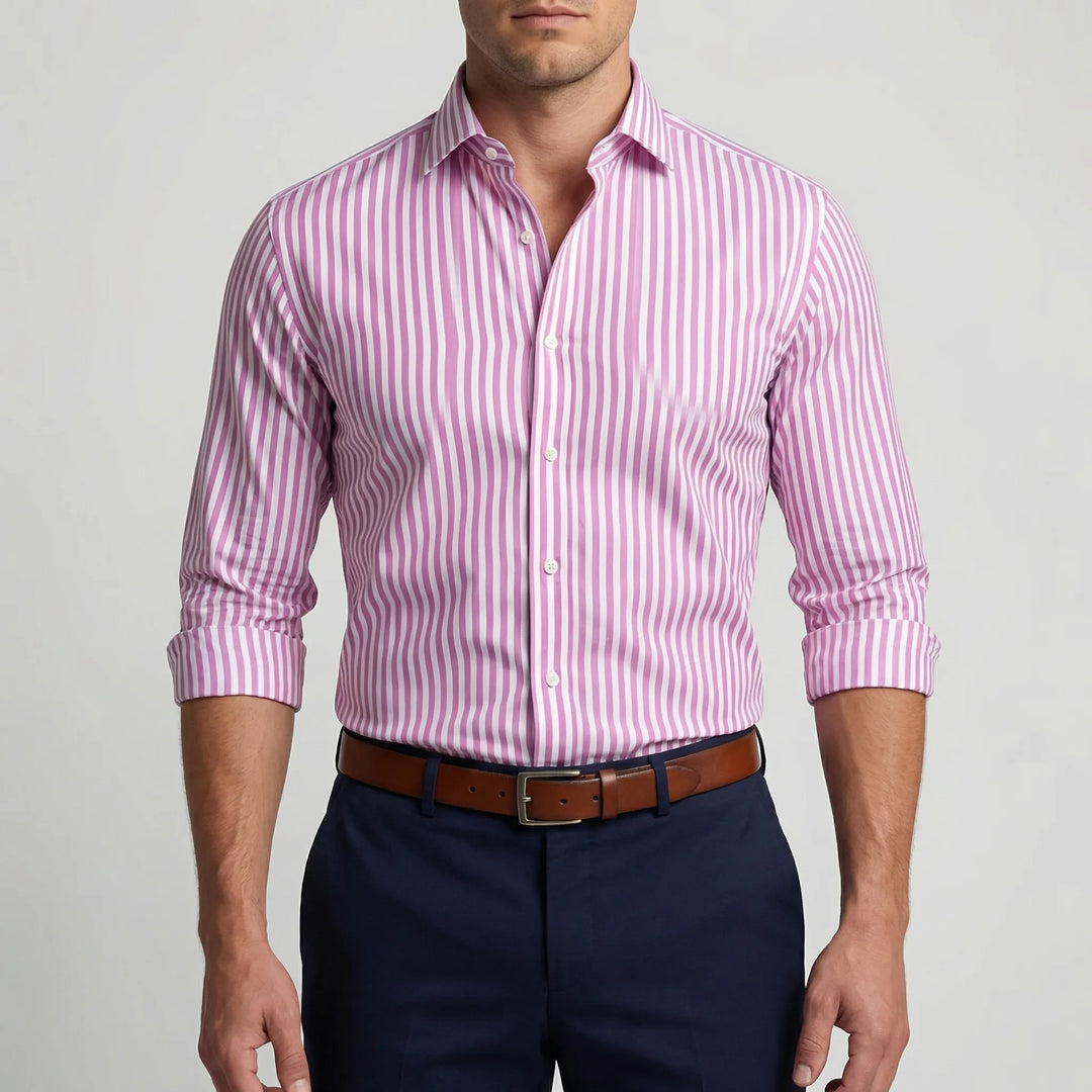 Claddurn - Camicia a maniche lunghe a righe con bottoni