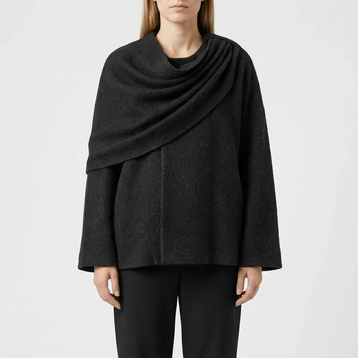 Cloryne - Cappotto da donna a mantella drappeggiata