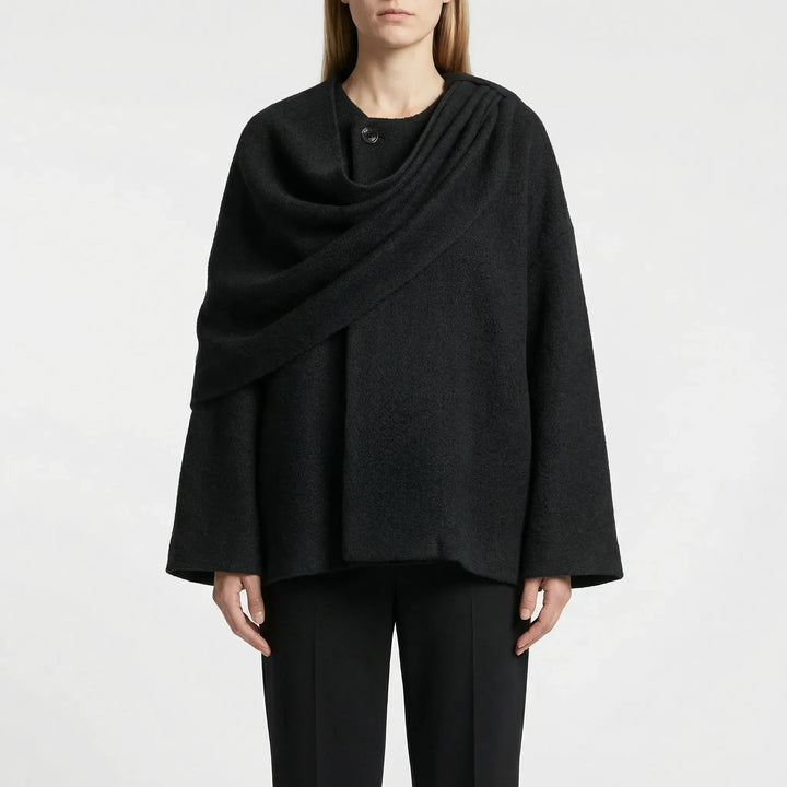 Cloryne - Cappotto da donna a mantella drappeggiata