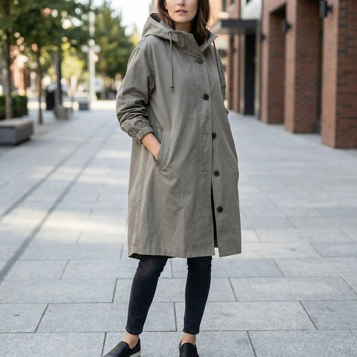 Clouddrape - Impermeabile da donna oversize con cappuccio