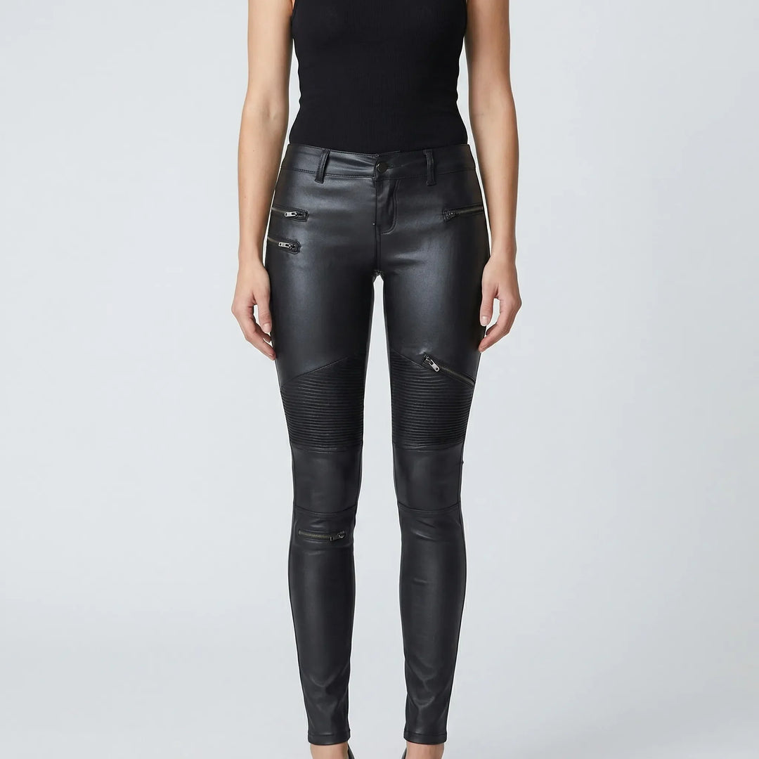 Darklyn - Pantaloni da motociclista slim fit in similpelle