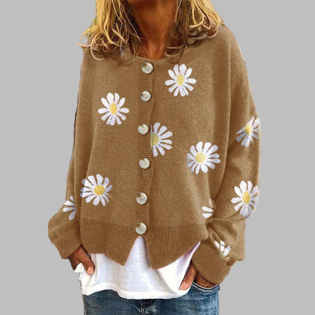 Maglione lavorato a maglia floreale per donna
