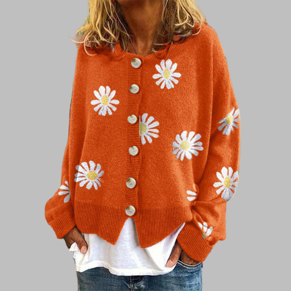 Maglione lavorato a maglia floreale per donna