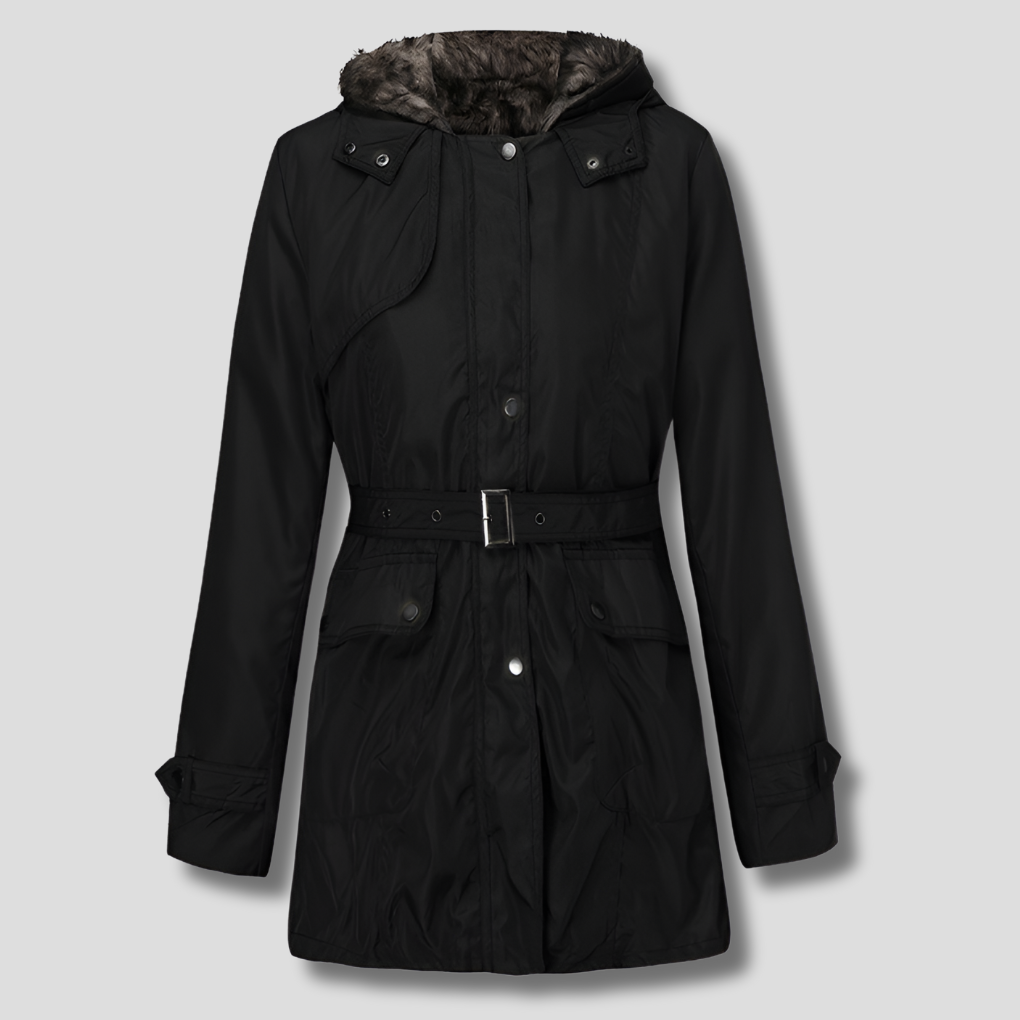 Parka con Cappuccio e Cintura per Donne