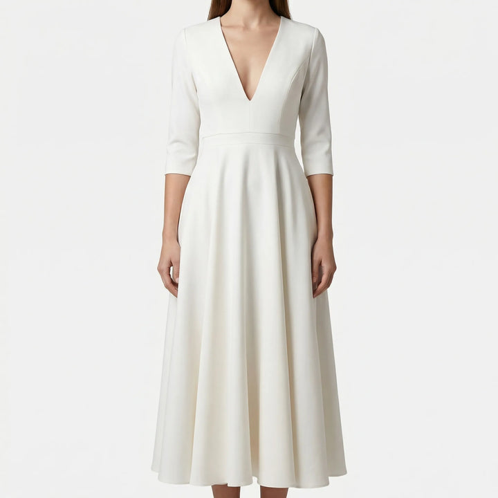 Elunova - Elegante abito da donna midi a trapezio
