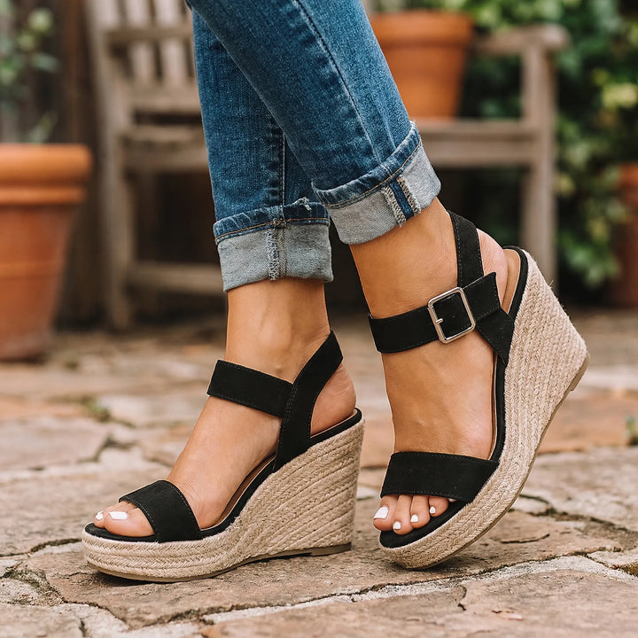 Espadella - Sandalo con zeppa espadrillas a punta aperta