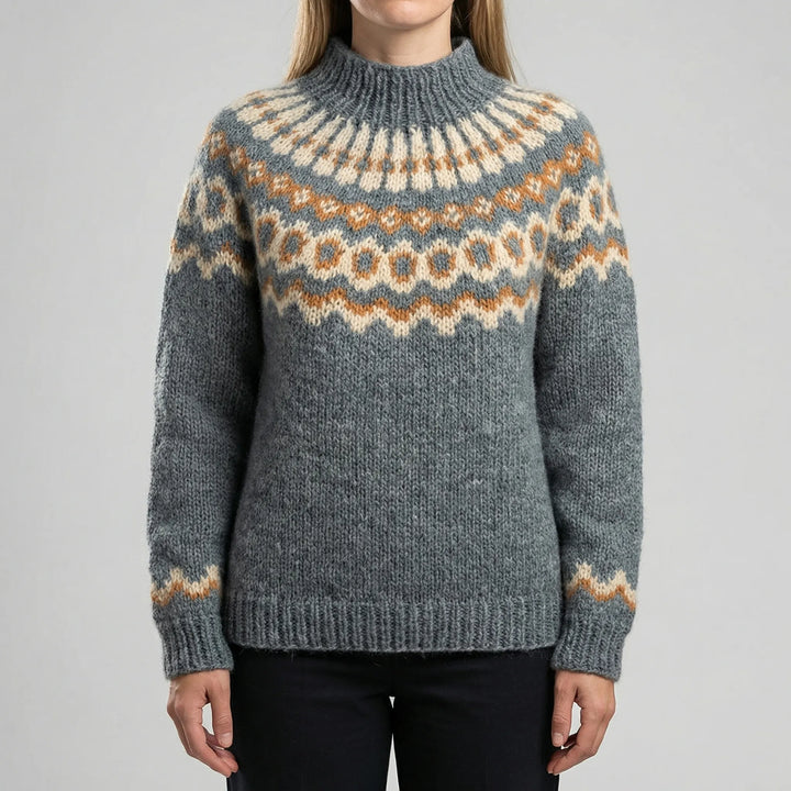 Fjelora - Maglione pullover con motivo nordico Fair Isle