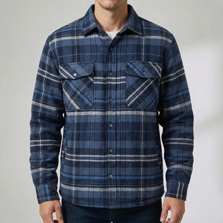 Flandrex - Giacca-camicia a quadri foderata in pile da uomo