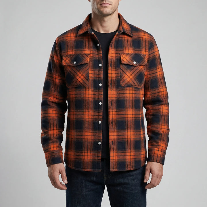 Flandrex - Giacca-camicia a quadri foderata in pile da uomo