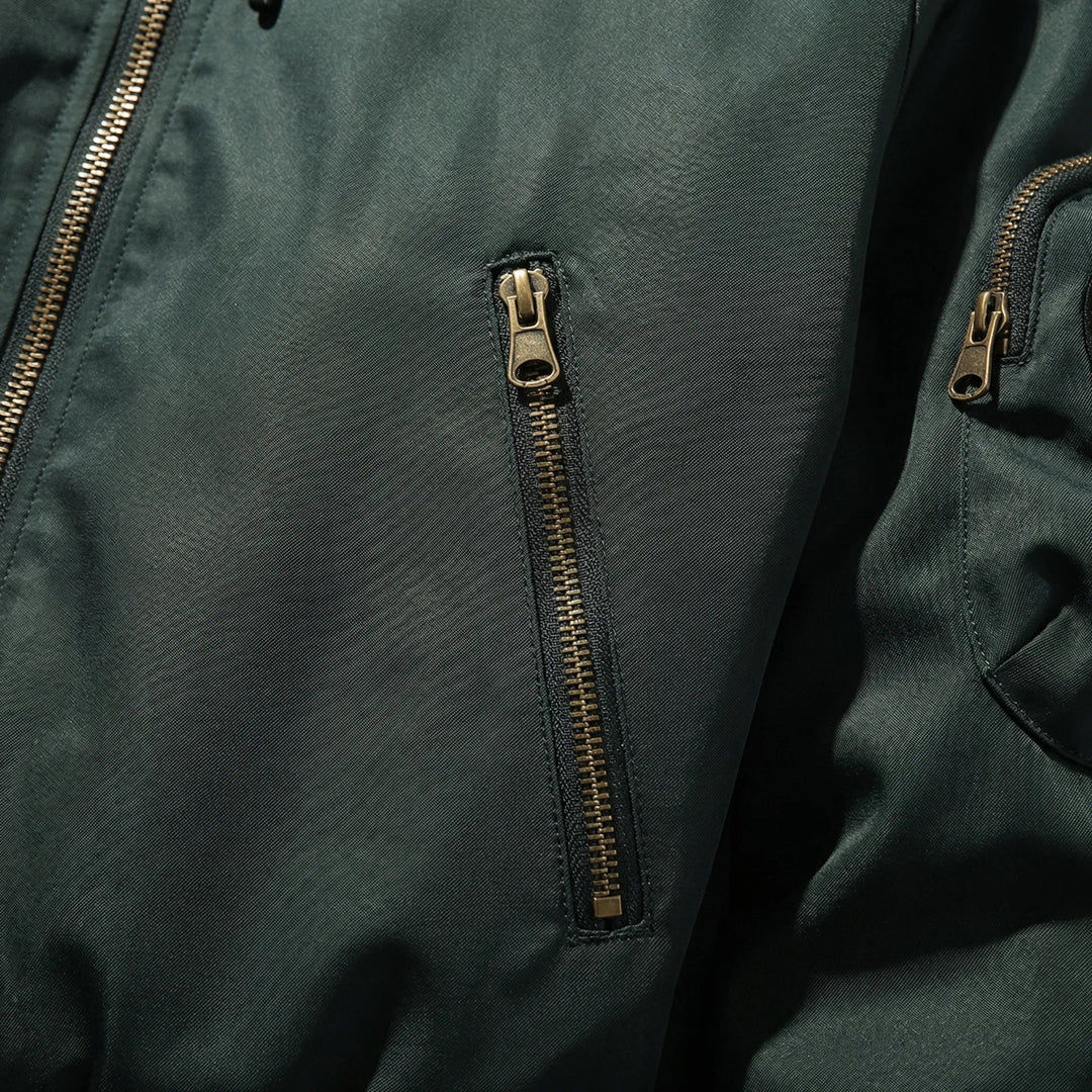 Frostlux - Giacca bomber imbottita con cappuccio in pelliccia sintetica