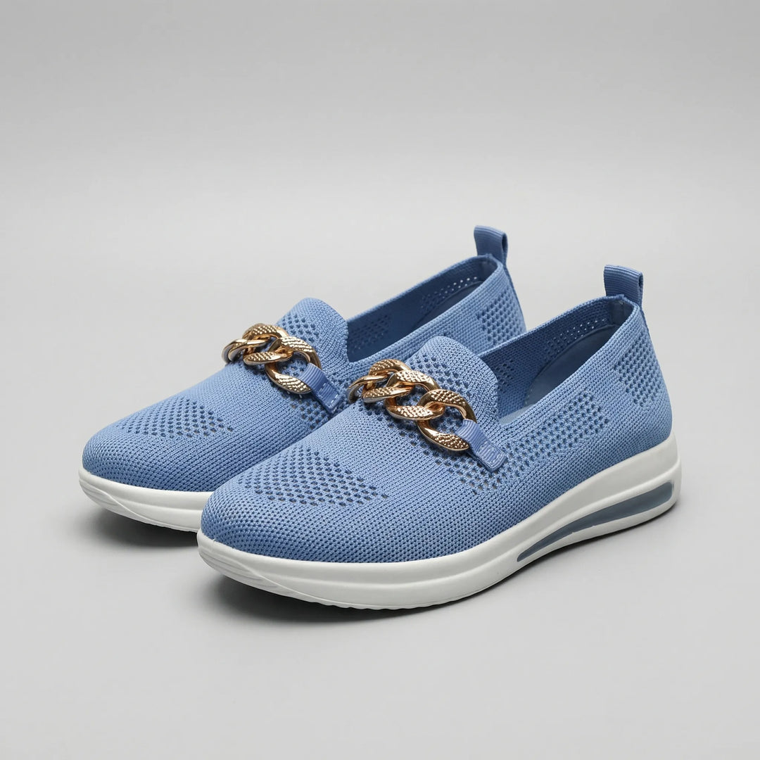Glitzloa - Sneaker slip-on in maglia con dettaglio a catena