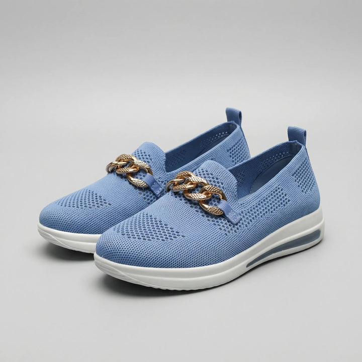 Glitzloa - Sneaker slip-on in maglia con dettaglio a catena