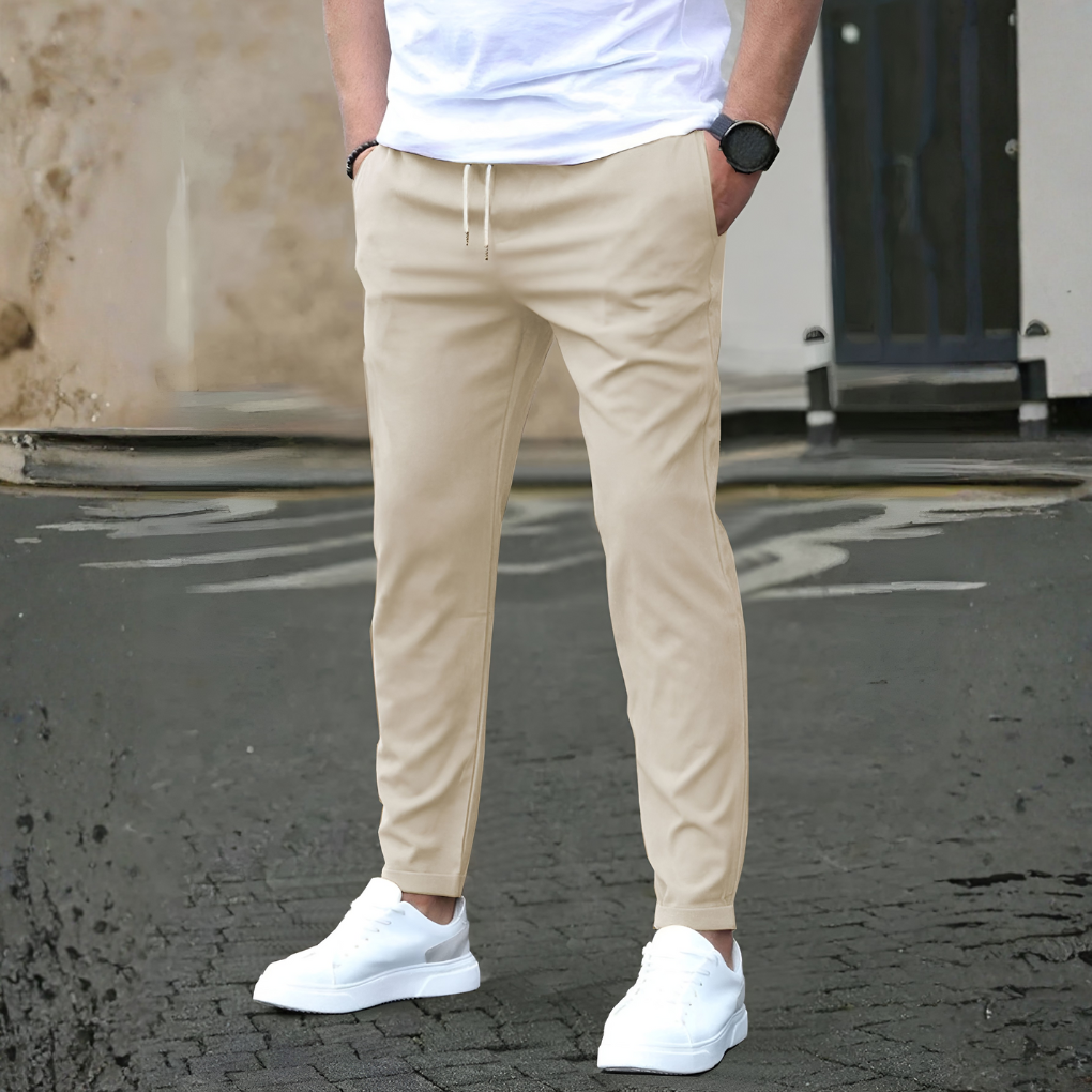 Pantalones slim fit con coulisse de hombre