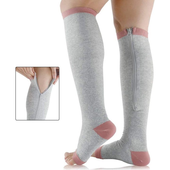 Elastic stockings with zipper closure