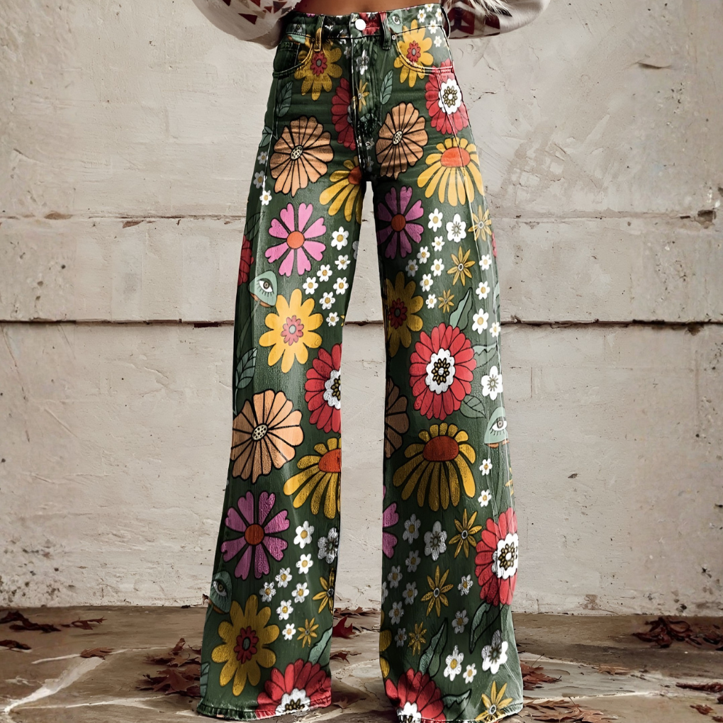 Pantaloni lunghi da donna – Ritan Stampa floreale e tinta unita