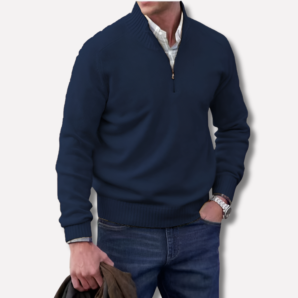 Maglione da uomo con mezza zip