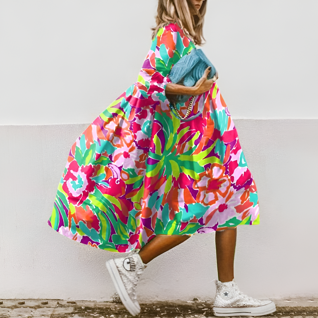 Abito midi con stampa floreale oversize