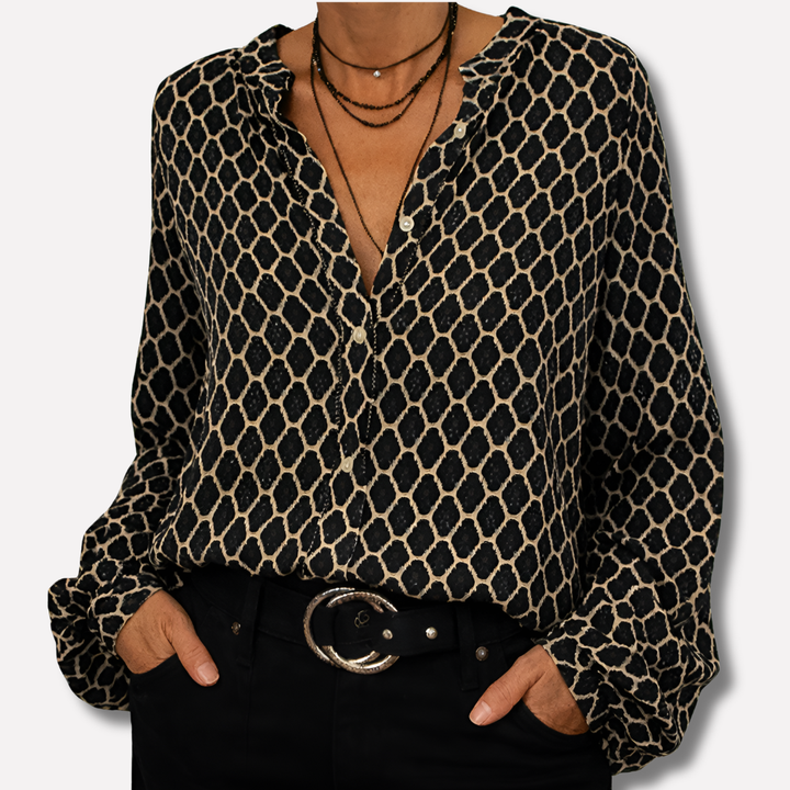 Blusa elegante estampada con escote en V
