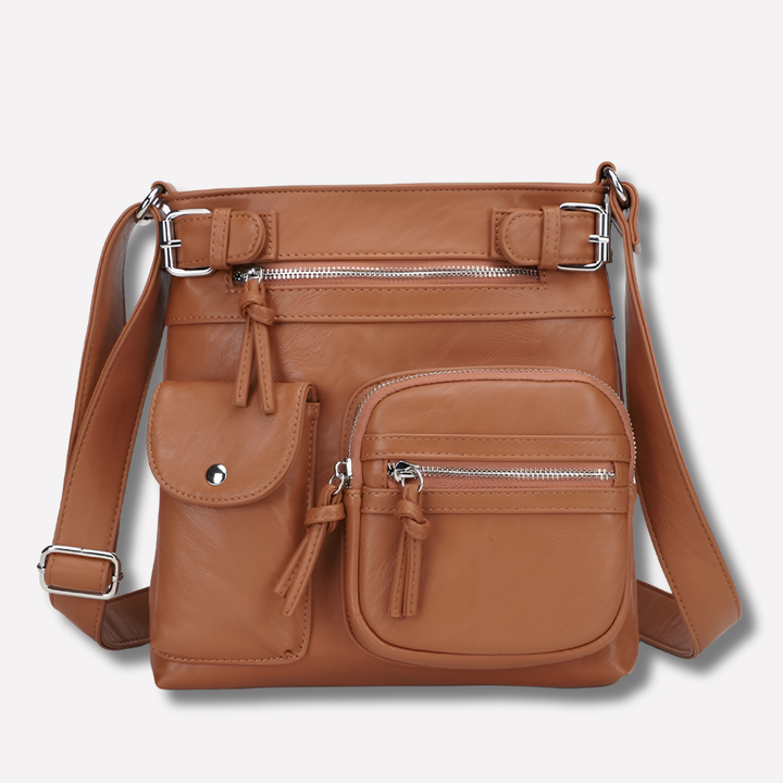 Borsa a tracolla multitasche in pelle da donna