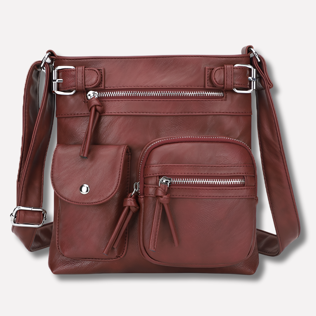 Borsa a tracolla multitasche in pelle da donna