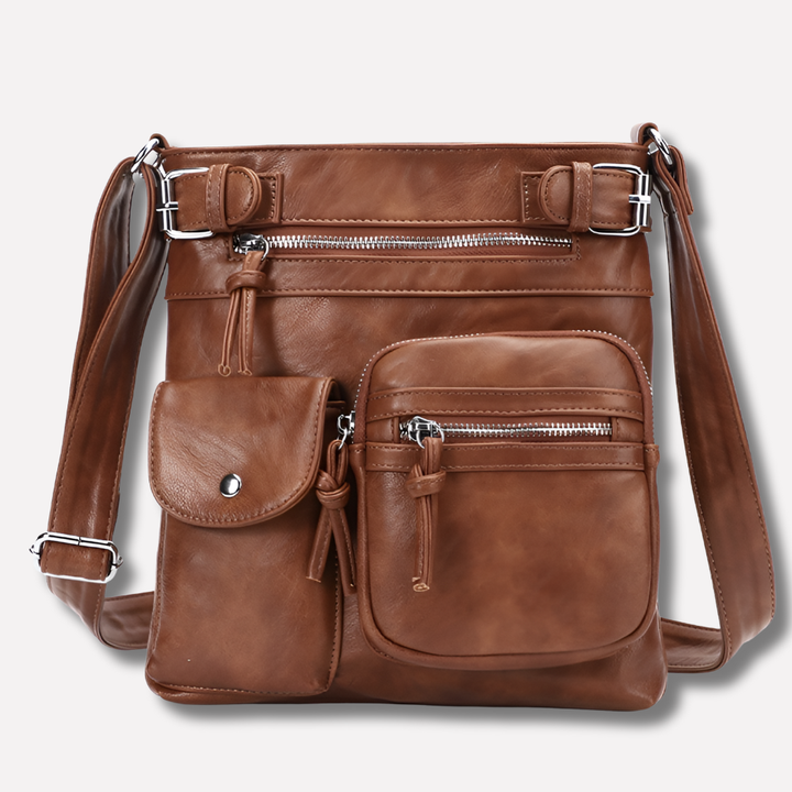 Borsa a tracolla multitasche in pelle da donna