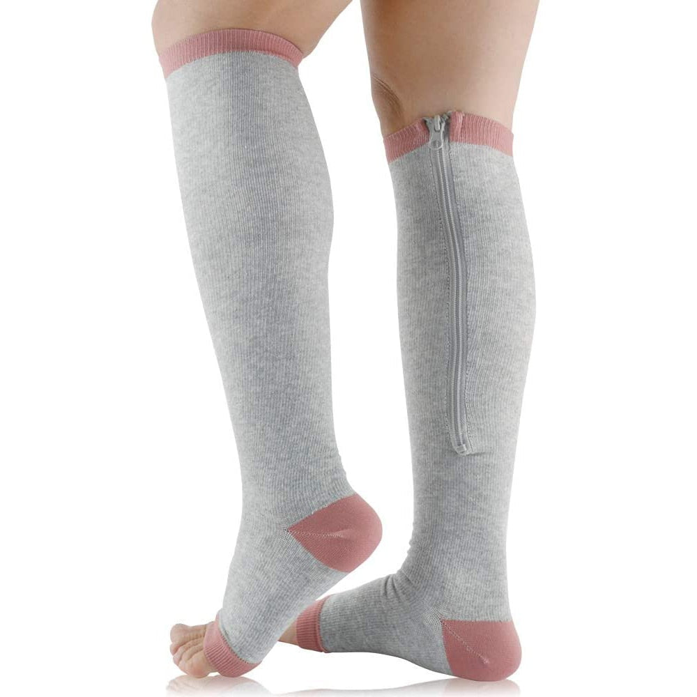 Elastic stockings with zipper closure