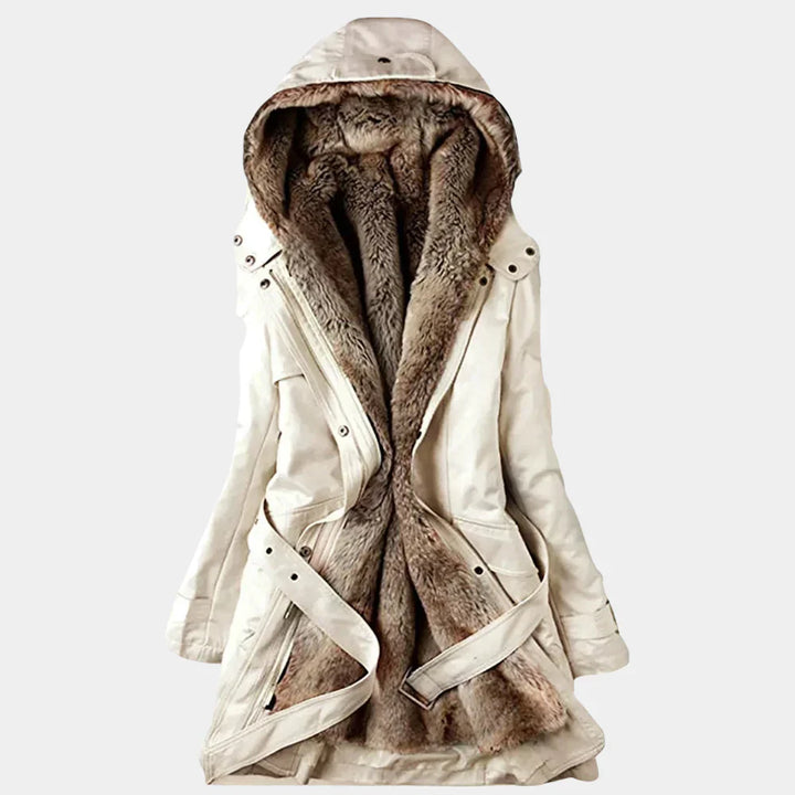 Elegante parka da donna con fodera in pelliccia sintetica