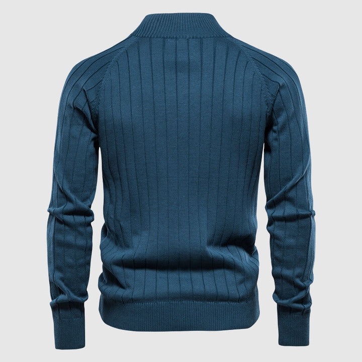 Men's cotton sweater with full zipper