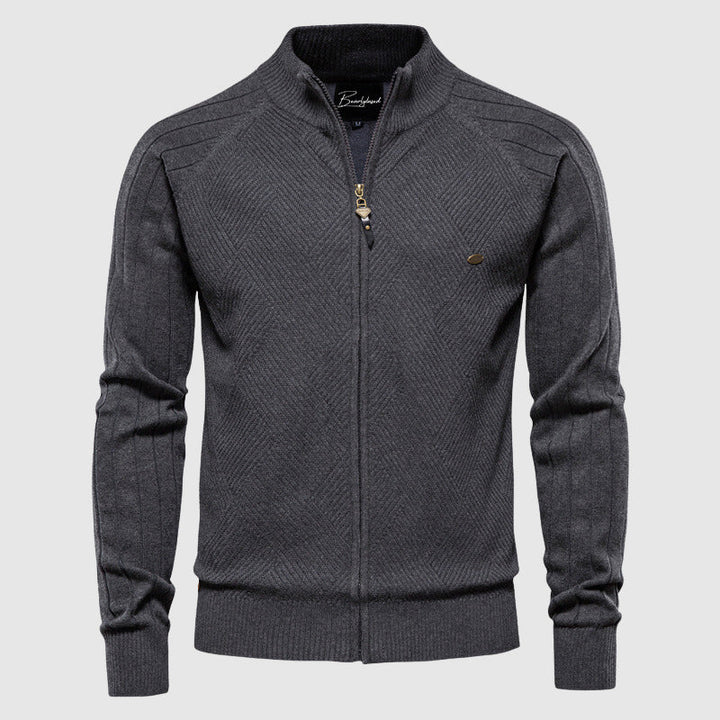 Cardigan con cerniera a collo alto da uomo