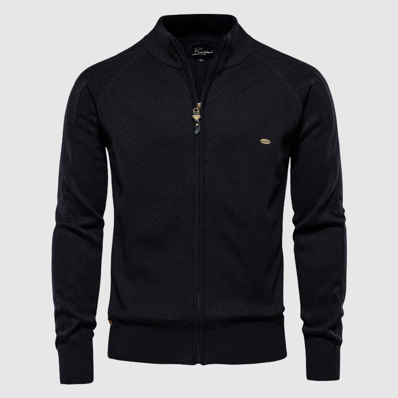Cardigan con cerniera a collo alto da uomo