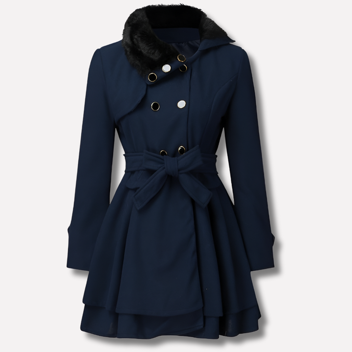 Women's Winter Coat with Buttons and Belt