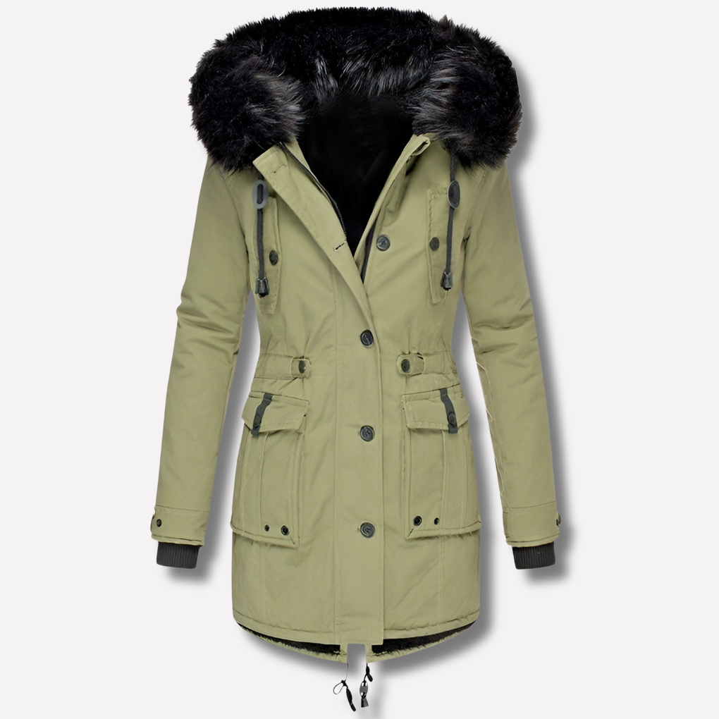 Chaqueta Parka para Mujer con Capucha y Bolsillos con Solapa