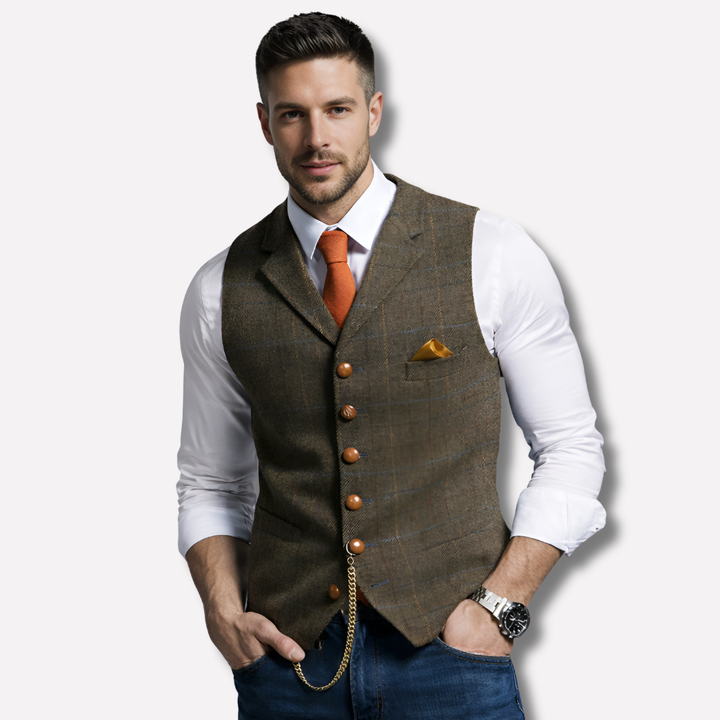 Gilet classico formale con revers a lancia e chiusura a bottoni
