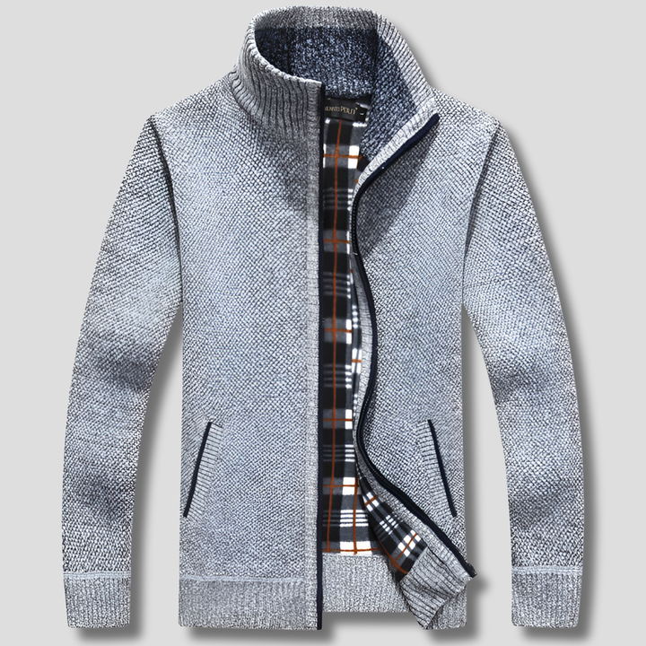 Maglione da uomo in maglia con cerniera per calore e stile