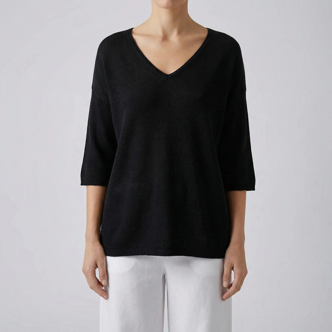 Knivara - Top in maglia con scollo a V da donna