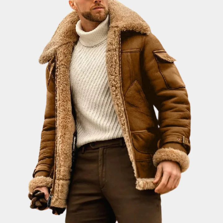 Giacca in Pelle Invernale Stile Pilota Bold per Uomini