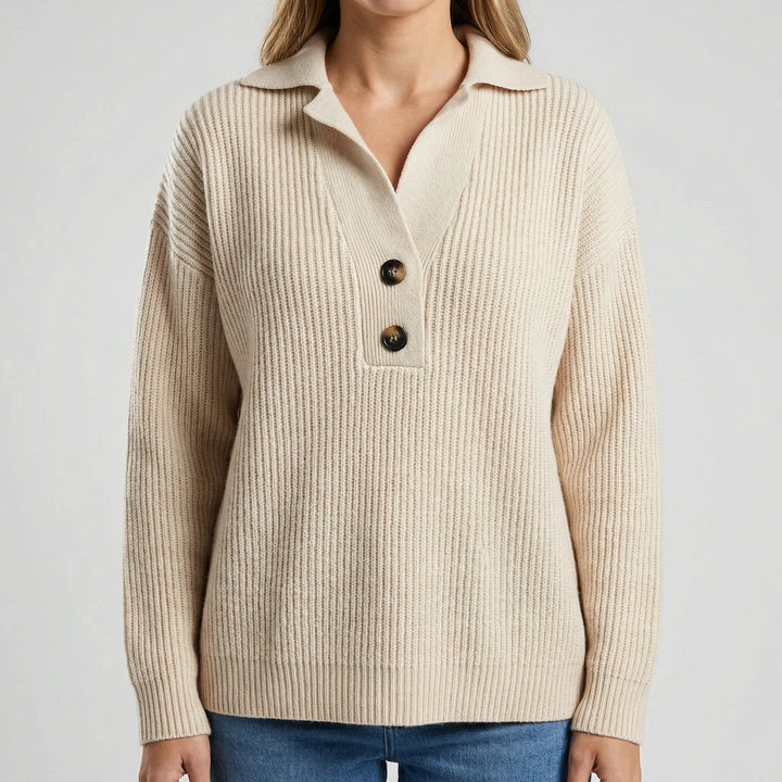Lapriva - Maglione pullover con collo a risvolto a coste
