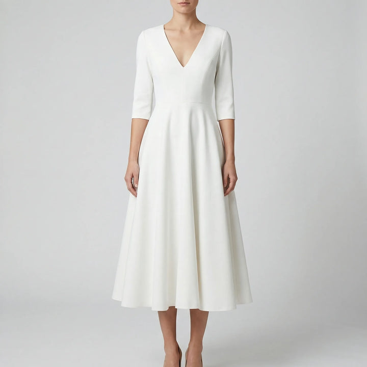 Luminae - Abito midi da donna con scollo a V profondo