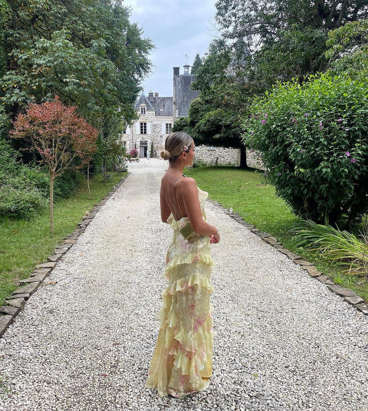 Long dress with ruffles for women