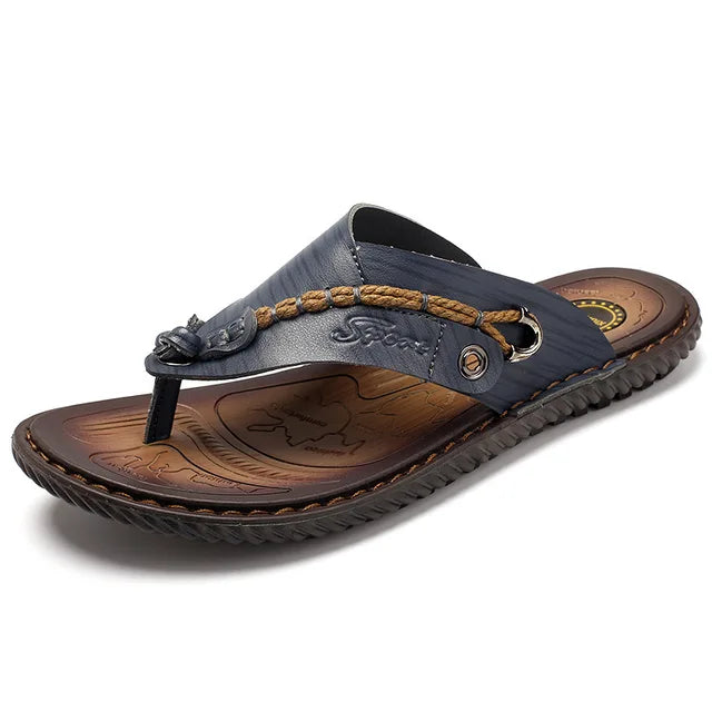 Fashionable men's leather thong sandals