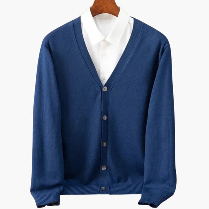 Cardigan da uomo con scollo a V e chiusura a bottoni – Strato classico in maglia