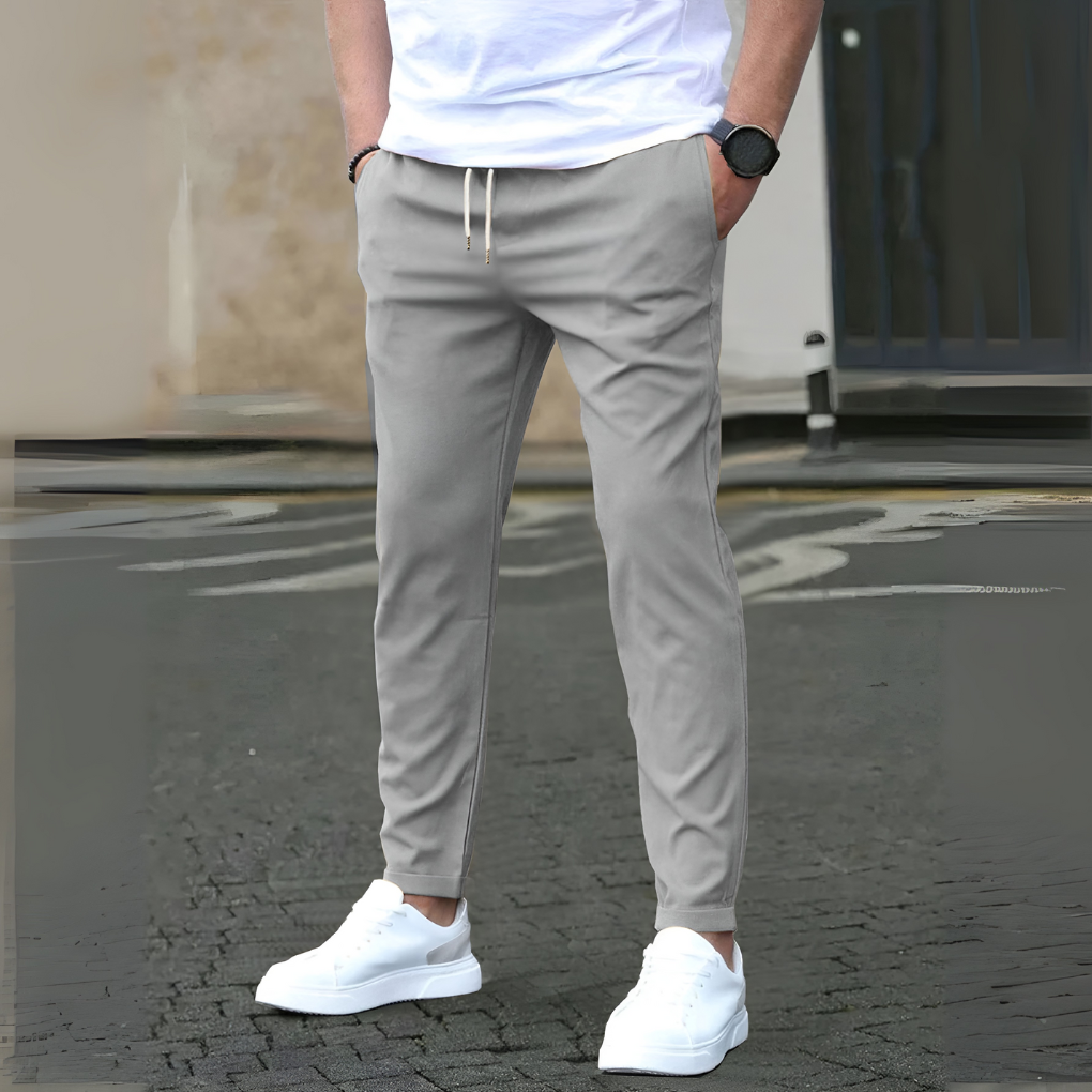 Pantalones slim fit con coulisse de hombre