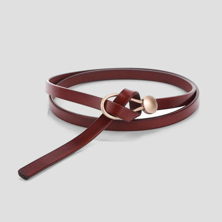 Slim belt with faux leather bow for women