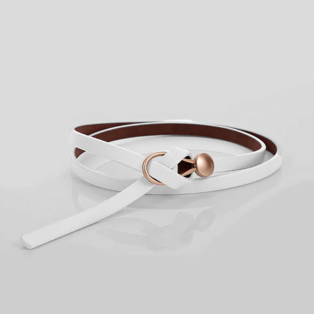 Slim belt with faux leather bow for women