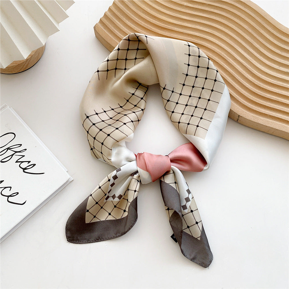 Printed satin scarf for women